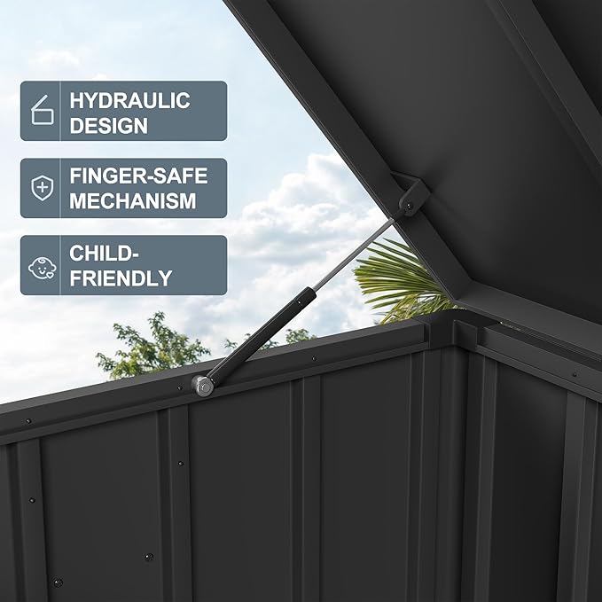 PURPLE LEAF Outdoor Deck Box 120 Gallon Waterproof Lockable Storage Box Container with Lid Deck Organization for Patio Cushions Side Table Pool Accessories Garden Tools, Gray