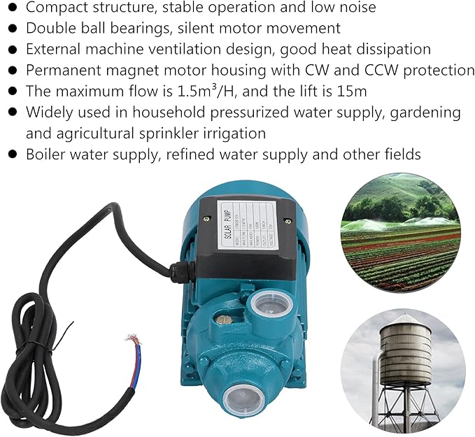 Portable Transfer Water Pump for Clean Water, DC 12V Easy Powered Self-priming Pump for Shallow Well Jet, Irrigation Transfer, Solar Water Supply - 15M Lift