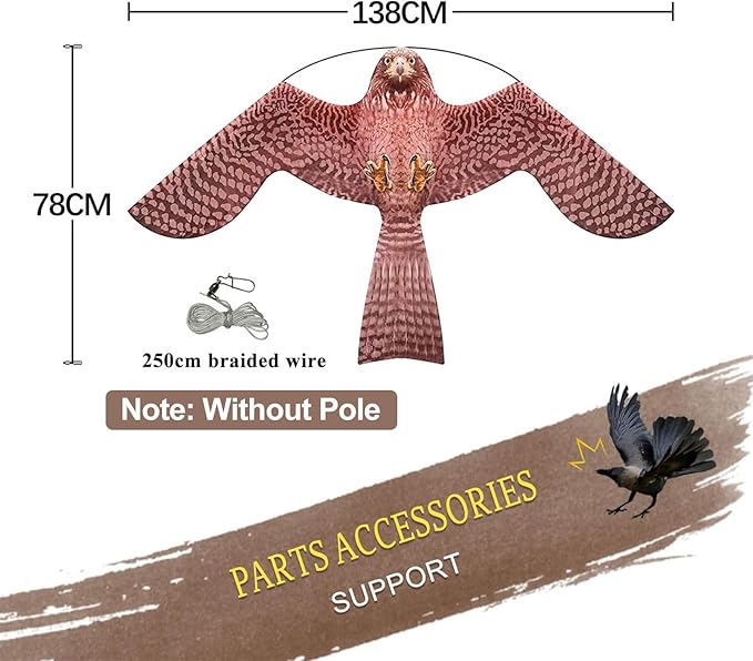 Bird Hawk Flying Kite Without Pole for Crops Farm Protector Bird Scarer Flying Kites -Style A Kite Without Pole