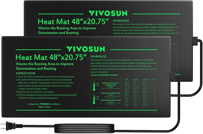 VIVOSUN 2-Pack 48" x 20.75" Durable Waterproof Seedling Heat Mat, UL & MET-Certified Warm Hydroponic Heating Pad for Germination, Indoor Gardening, Greenhouse