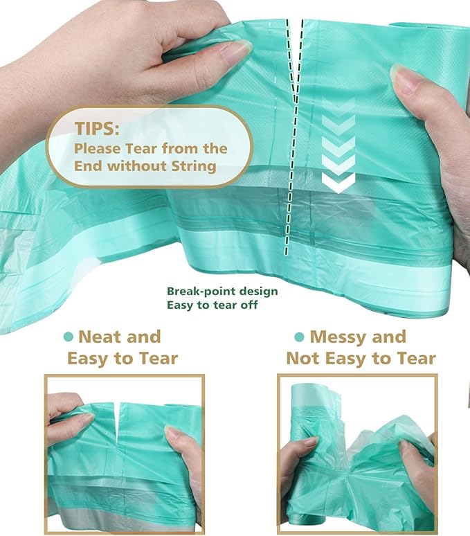 AYOTEE Compostable Trash Bags 4 Gallon Drawstring Trash Bags,100 Counts Ultra Strong Unscented Garbage Bag Small TrashBags Waste Basket Liners for Bathroom, Kitchen, Car, Pet