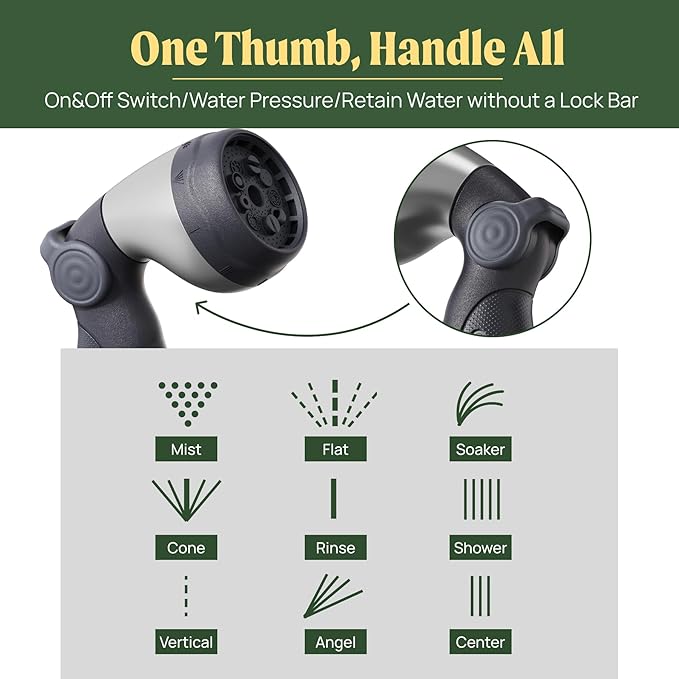 Vego Garden Hose Reel Retractable Hi-Flow x 100ft Wall Mounted Hose Reel Automatic Rewind, Any Length Lock with 9 Patterns Sprayer Nozzle, Quick Connector and Adjustable shot Nozzle-Tidepool Blue