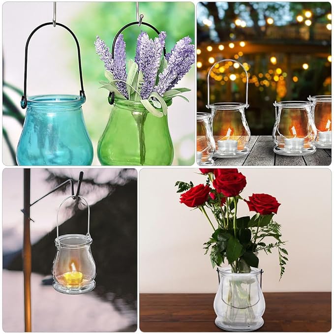 12PCS Hanging Glass Candle Holder: Glass Air Plant Succulent Vase Hanger Plant Terrariums Orbs Air s for Party Wedding Centerpiece