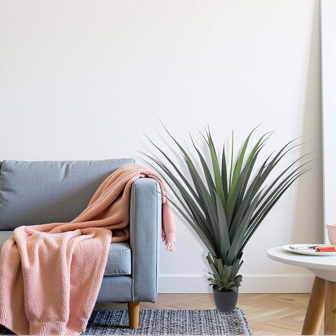 Artificial Spiked Agave Plant 40inch Faux Agave Plants for Front Porch Patio Indoor Outdoor Home Office Decor (2PACK)