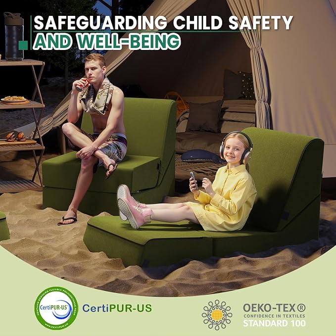 jela Outdoor Chaise Lounge, Waterproof Folding Sofa Bed Lounge Chair, UV Resistant Folding Lounge Chair with Machine Washable Cover, Soft Foam Patio Sofa Chairs Pool Lounge Chaise Chairs (Green)