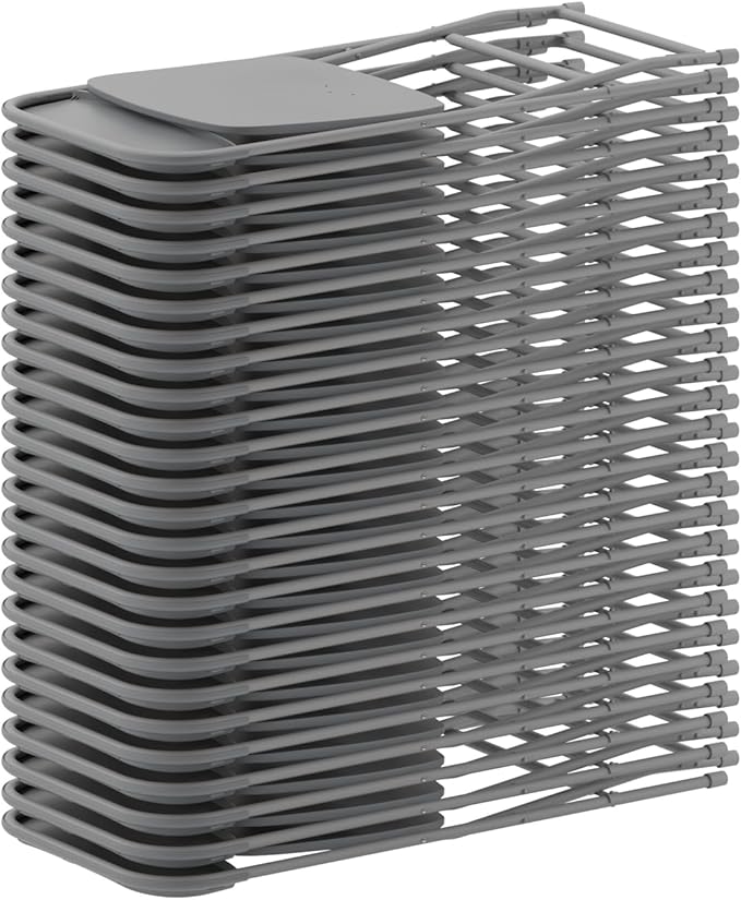 Flash Furniture Hercules Series Plastic Folding Chair - Grey - 4 Pack 650LB Weight Capacity Comfortable Event Chair-Lightweight Folding Chair