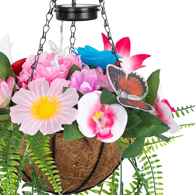 Solar Garden Lights, Outdoor Solar Lights for Yard-Solar Lights Outdoor Waterproof(Include 18 Flower Lamps & 1 Hummingbird & 1 Butterfly) (Style 1)