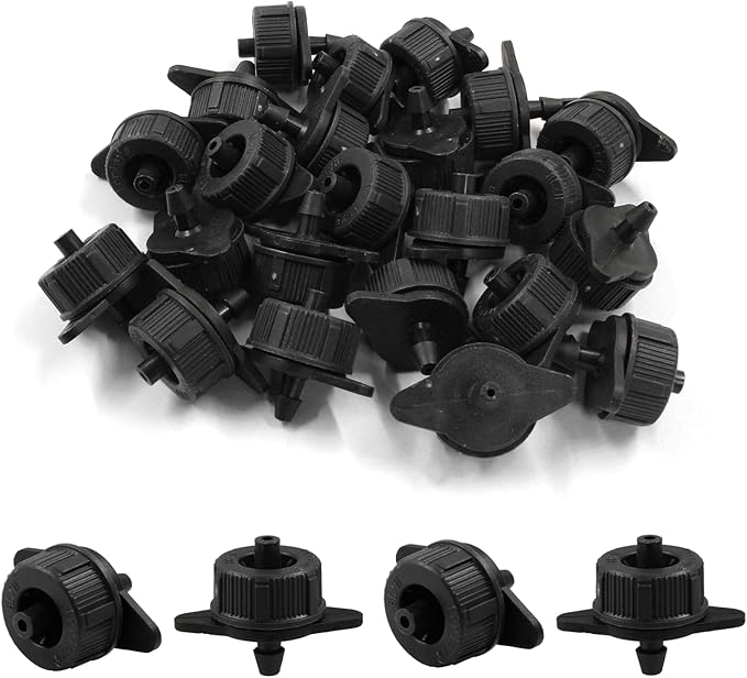 30 Pcs Drip Irrigation Emitters, 1 GPH Pressure Compensating Irrigation Drippers for Garden Lawn Watering Irrigation System, Black