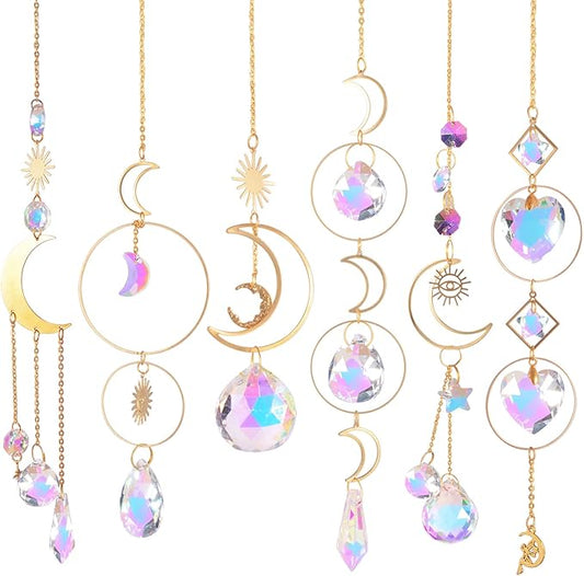 ilclviz Suncatcher Crystal Hanging Sun Catcher Prism with Chain Pendant Ornament Crystal Balls for Window