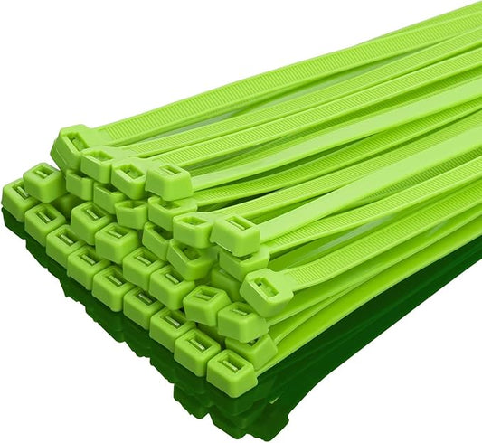 XINGO 8 Inch Apple Green Zip Ties Heavy Duty 100 Pack, 120 LBS Tensile Strength, Premium Nylon Cable Wire Ties, Self-locking Plastic Ties for Indoor and Outdoor Use