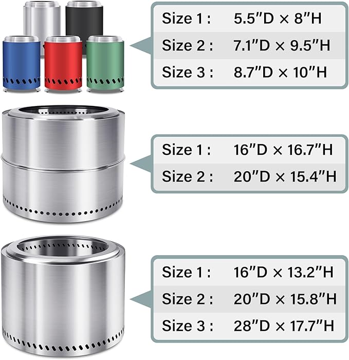 HGD 9.6 x 7.1 in Small Tabletop Fire Pit, Portable Mini Smokeless Table Top Firepit, Low Smoke Camping Stove for Outdoor & Patio, Fueled by Pellets or Wood, with Travel Bag, Stainless Steel, Blue