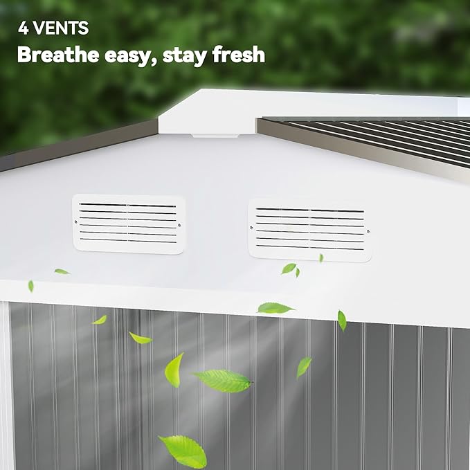 Outsunny 9' x 6' Outdoor Storage Shed, Garden Tool Metal Shed with Foundation Kit, Double Lockable Door, Air Vents and Sloping Roof, for Backyard, Patio, Lawn, Silver