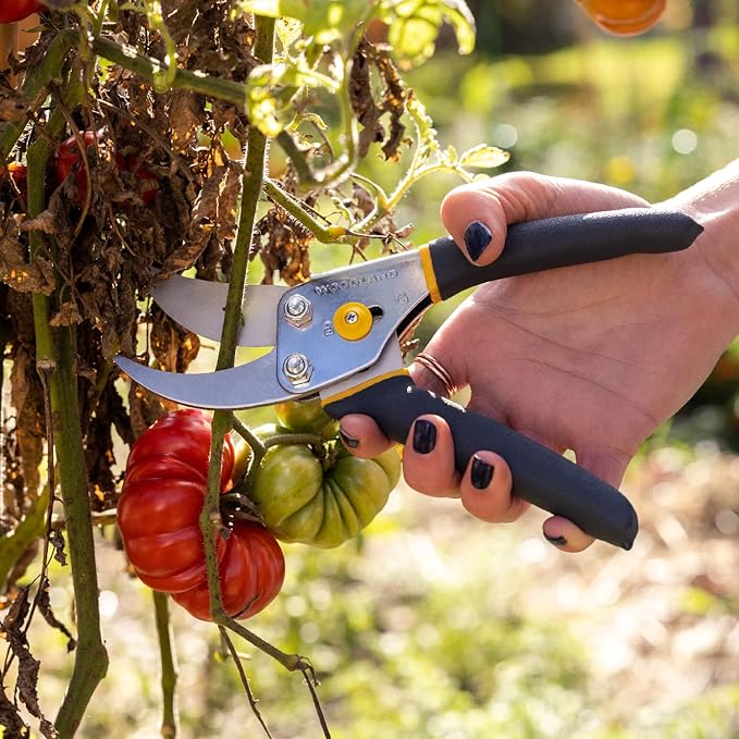 Woodland Tools Co. Bypass Pruning Shears for Gardening – 5/8" Cut Capacity, High Carbon Steel Blade with Non-Stick Coating, Soft Grip, Steel Handle, Hand Pruner for Plants, Flowers, and Shrubs