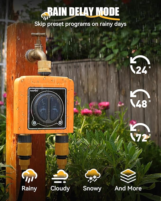 RAINPOINT WiFi Water Timer with Brass Inlet & Outlet.Only WiFi Sprinkler Timer, No WiFi Hub.Must Use with 2.4Ghz WiFi and TWG004WRF WiFi Hub (Lot Number After 202108)