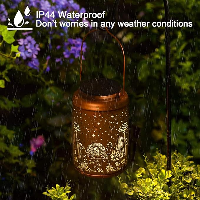 Turtle Solar Lanterns Outdoor Waterproof - Hanging Turtle Solar Lights Garden Decor for Outside, Birthday Gifts for Women, Mom, Mothers Day Gifts, Outdoor Decor for Patio, Yard