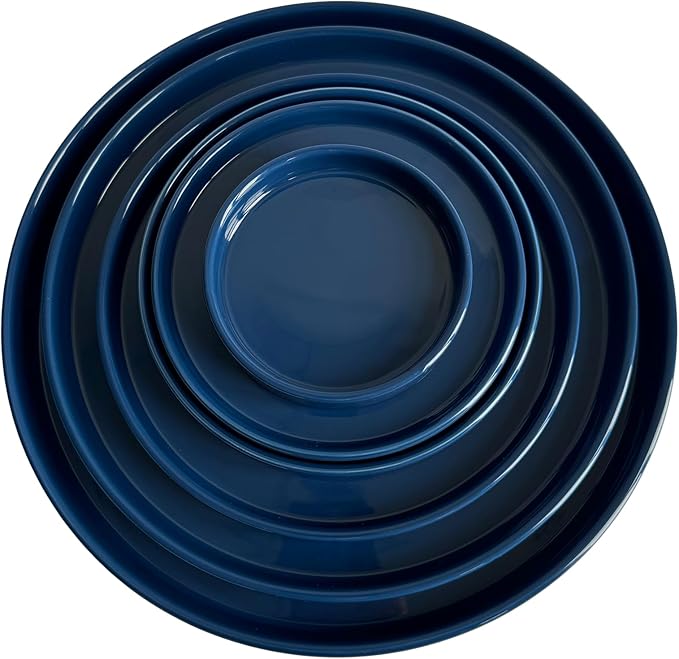 2 Pack Ceramic Plant Saucer Pot Tray 8 Inch, Planter Saucers 4 5 6 7 8 9 10 11 12 Inch for Indoors Outdoor, Durable Sturdy Flower Drainage Tray for Glazed Pots Base (8.5 Inch Blue)