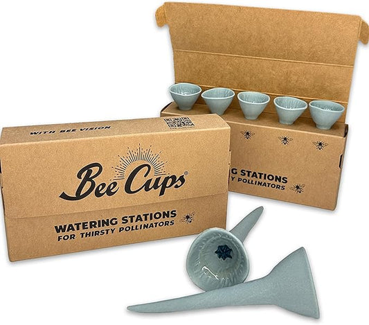 5 Pack, Bee Watering Station, 100% Handmade from Porcelain, Bee and Butterfly Feeder for Garden, Outdoor Feeder for Thirsty Pollinators, Plastic Free, Pollinator Attracting Glaze (5, Agave)