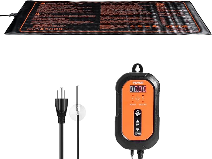 VEVOR 10"x 20.75" Seedling Heat Mat w/Digital Thermostat Combo Set, MET-Listed Heating Pad for Seed Starting, Waterproof Seed Mats for Germination, Indoor Gardening, Hydroponic, Greenhouse, 1 Pack