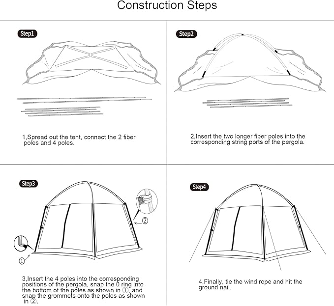 11x11 Ft Screen House Tent - Instant Pop Up Mesh Canopy Shelter with Waterproof & Sunshade Roof, Easy Setup for Camping, Backyard, Beach, Picnic