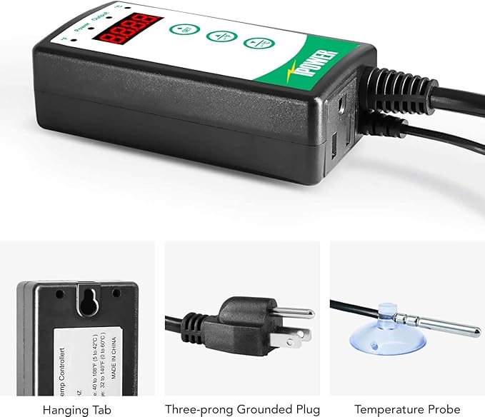 iPower 40-108 Degrees Fahrenheit Digital Heat Mat Thermostat Controller and 20" x 20" Hydroponic Seeding Warm Pad Plant Starting Kit Combo