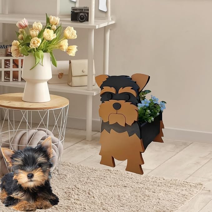 Yorkshire Dog Planter Plant Pots,Cute Garden Dog Flower Planter,Dog Planters Birthday Gifts for Women,Office,Indoor/Outdoor Decor(9.45 * 7.76 * 12.13in)
