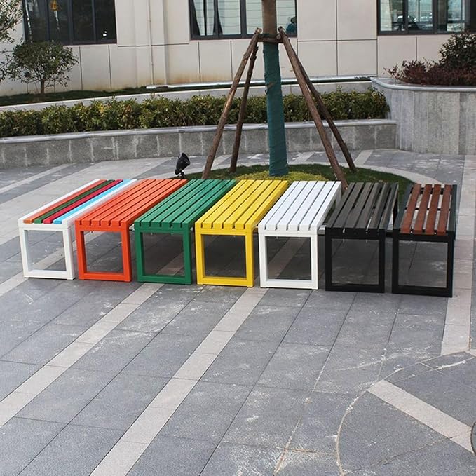 Weatherproof Metal Dining Bench, Outdoor Bench Backless Patio Bench 2-Person Farmhouse Bench Garden Bench for Kitchen, Living Room, Entryway(Orange,5.9ft)