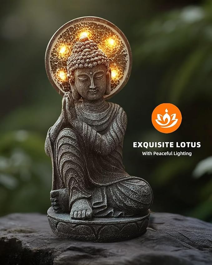 Solar Buddha Statue Outdoor Buddha Statues for Garden, 11.6in,for Home Budha,Zen Garden Decor Outdoor Zen Light,Gardening Gifts,Yard Decor,Yard Art