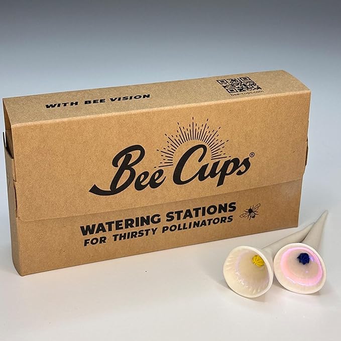 5 Pack, Bee Watering Station, 100% Handmade Porcelain, Bee and Butterfly Feeder for Garden, Outdoor Feeders for Thirsty Pollinators, Plastic Free, Pollinator Attracting Glaze (5, White)