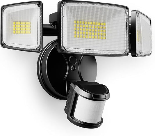 Onforu 75W LED Motion Sensor Outdoor Lights, Dusk to Dawn Flood Light Outdoor Motion Sensor, Hardwired Security Lights Floodlights Outside 7500LM 6500K Daylight IP65 Waterproof (Black)