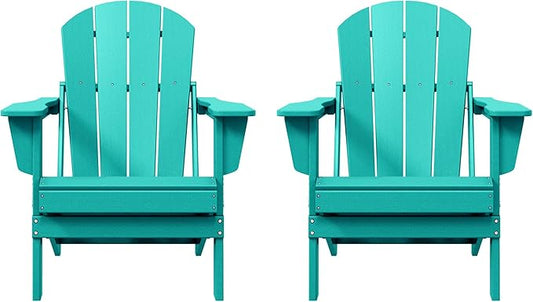 Westin Outdoors Laguna WO Home Furniture Adirondack Chair 2 PCS Set Outdoor Folding Patio Chair for Bon Fire Pit Garden Lawn Backyard Lounging Relaxing (Turquoise)