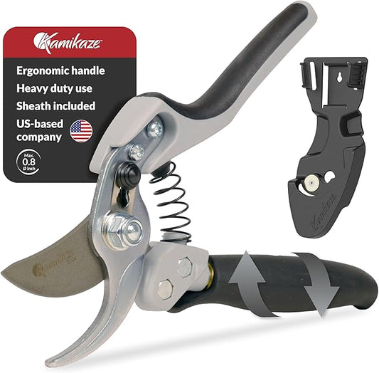 Heavy-Duty Professional Pruning Shears for Gardening, Featuring Ergonomic Rotating Handle to Reduce Hand Fatigue, SK5 High-Carbon Steel Blade, Cuts Branches Up to 0.8 Inch, Garden Clippers Shears