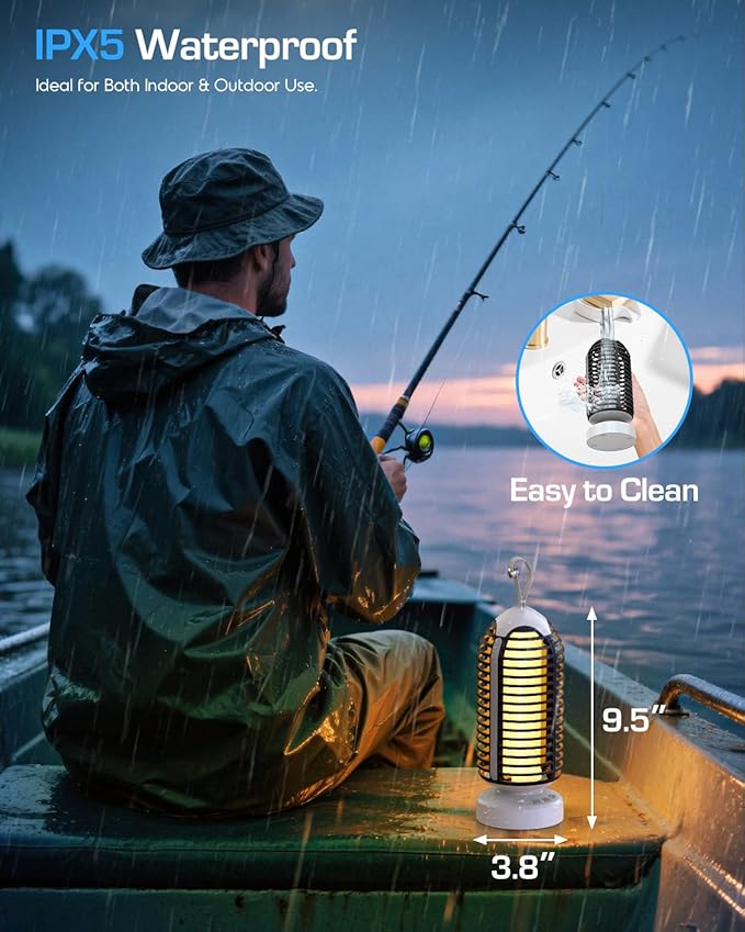 (2 Pack) Bug Zapper Outdoor with Marquee Light, Cordless Mosquito Zapper, 4000mAh Rechargeable Bug Zapper Indoor, Auto On/Off Waterproof Mosquito Trap Fly Zapper for Patio Backyard Kitchen Camping