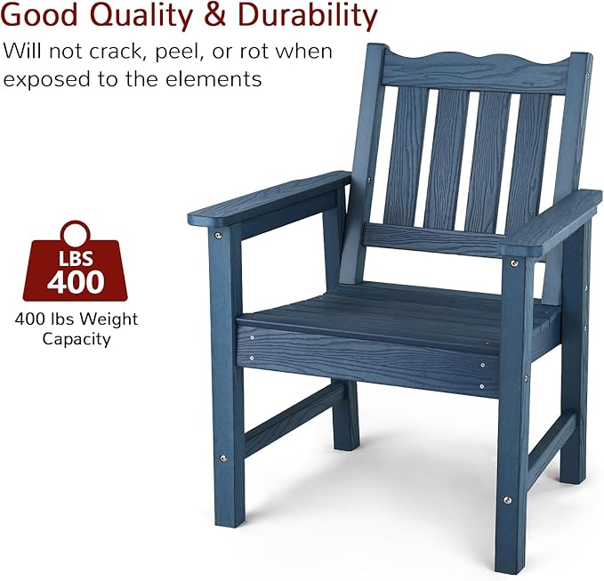 Stoog Outdoor Chairs & Bench Set, All-Weather Patio Furniture Set, Include 2 Patio Chairs and 1 Bench, Blue