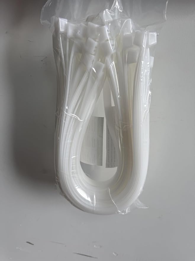 XINGO 16 Inch White Zip Ties Heavy Duty 100 Pack, 120 LBS Tensile Strength, Premium Nylon Cable Wire Ties, Self-locking Plastic Ties for Indoor and Outdoor Use