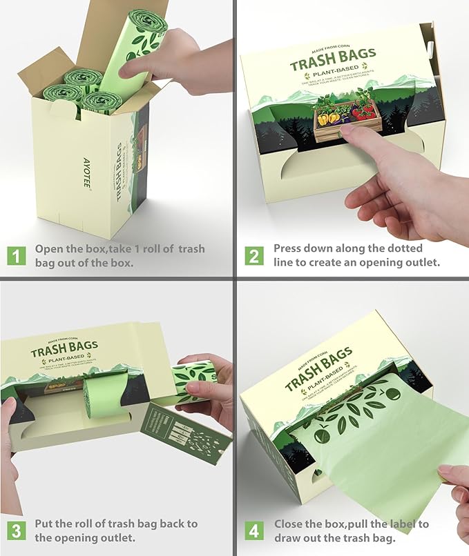 Large Compostable Trash Bags 13 gallon 60 Packs, AYOTEE Biodegradable Trash Bag 13 gallon,Compost bags,Thicked Tall kitchen Garbage Bag Unscented