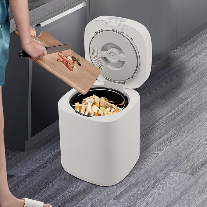 2.5L / 0.66 Gal Electric Kitchen Composter Indoor/Outdoor Odorless Quiet Smart Compost Bin Quick/Standard/Ferment Working Modes, Turn Food Waste into Fertilizer for Garden (White)