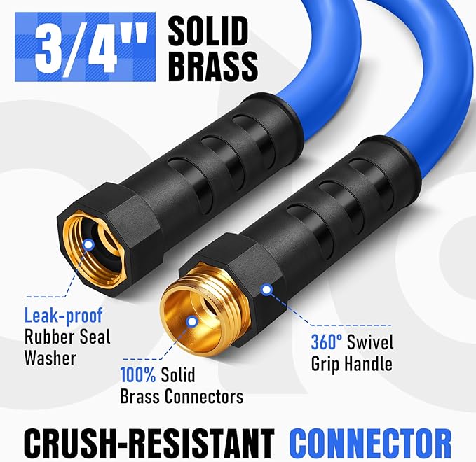 Heavy Duty Garden Hose 100 ft, Non-Expanding Flexible Water Hose, Kink Resistant Lightweight Hybrid Hose, Leakproof Hose Male to Female Fittings
