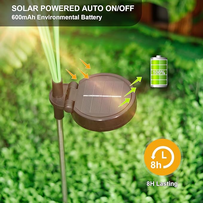 Solar Outdoor Garden Lights,Upgraded LED Solar Reed Swaying Lights for Garden Patio Yard Pathway Walkway Wedding Party Christmas Landscape Lighting (2 Pack)