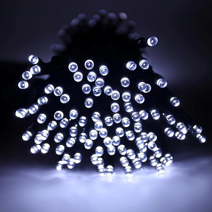 6 Pack 600 LED Solar String Lights for Outside, Solar Christmas Lights Outdoor Waterproof, Green Wire Twinkle Light with 8 Lighting Modes for Xmas Tree Wedding Party Garden Decorations (Cool White)