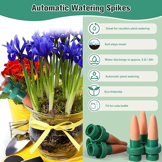 Patelai Terracotta Plant Watering Spikes Self to Use with Cola Bottles Houseplant Watering Stakes Automatic Irrigation System(15 Pack,White)