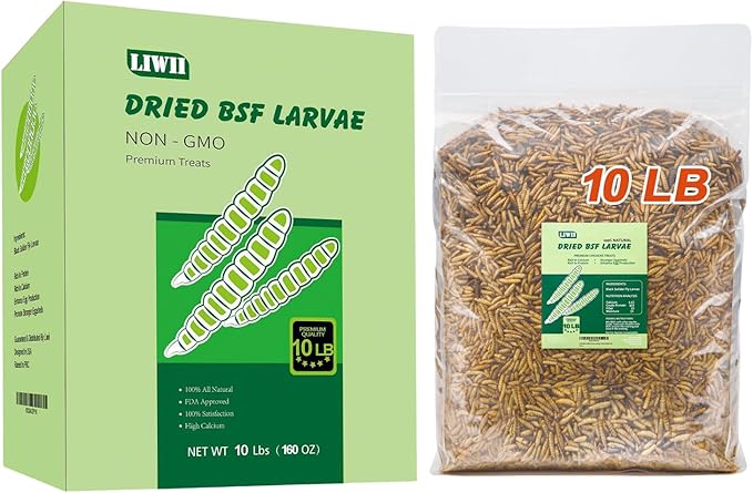 10LB Dried Black Soldier Fly Larvae, 86X Calcium Than Dried Mealworms, High Protein Non-GMO Organic Chicken Feed