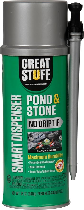 Pond Shield Pond Armor SKU-Clear-QT-R Non-Toxic 1.5-Quart Clear Epoxy Paint and Great Stuff 99112849 12 oz Black Smart Dispenser Pond & Stone Foam Sealant Bundle