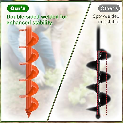 Auger Drill Bit for Planting 3''x32'' Garden Earth Auger 3mm Thicker Drill Augers for Digging Holes Heavy Duty Auger Post Hole Digger for Bulb, Flowers, Plants - Fits 3/8" Hex Drive Drill