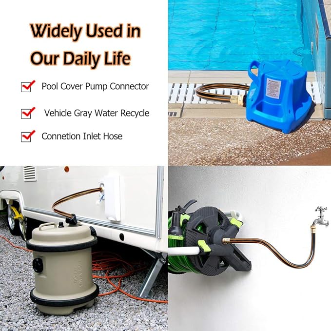 Solution4Patio Leader Short Garden Hose 5/8 in. x 10 ft. -Kink Free, No Leaking, Male/Female Fittings -Heavy Duty Durable Flexible Lightweight Water Pipe -Brass Aluminum Ends for Household & Yard Use