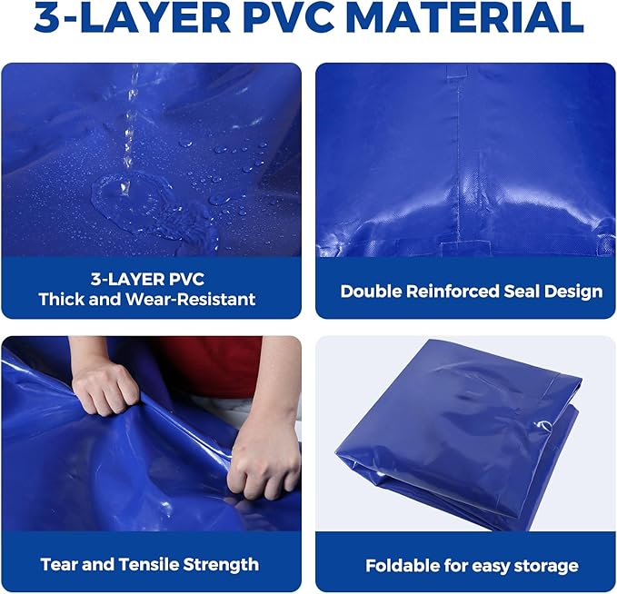 Water Storage Bladder with Two Different Sizes of Pipes,Portable Large Capacity Water Bladder Tank,100gallons, Foldable Water Storage Tank for RV,Camping, Agricultural Irrigation,Garden Watering