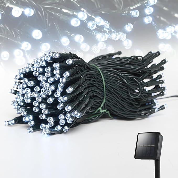 Dailyart Solar String Lights Outdoor, 82ft Cool White Solar String Lights 200 Led Solar Fairy Lights for Outside Waterproof 8 Lighting Mode Solar Lights for Outside,Garden,Courtyards,Trees