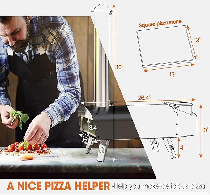Outdoor Pizza Oven Wood Pellet 12" Pizza Ovens with Pizza Stone and Pizza Peel, Portable Wood-Fired Pizza Oven Pizza Stove for Backyard and Outside (Classic W-Oven Series)