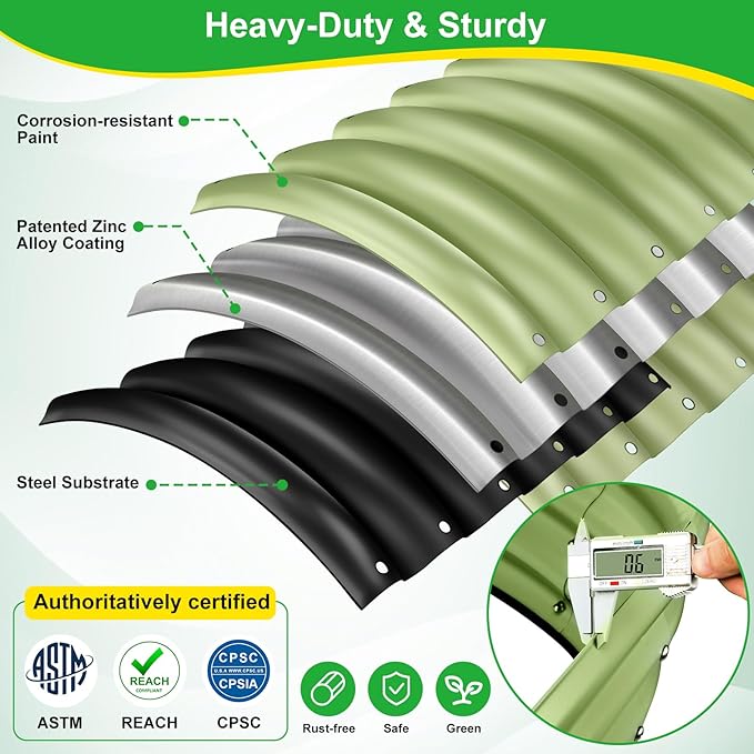 2x2x1.4ft Galvanized Raised Garden Bed, Deep Metal Garden Bed, Matcha Green Raised Garden Beds Outdoor, Raised Planter Box Kit for Vegetables, Flowers, Fruits