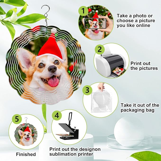 10 Pack Sublimation Wind Spinner Blanks 8 Inch,3D Wind Spinners Sublimation Blanks Products Bulk Aluminum Metal Sublimation Blank Wind Spinner for DIY Gift Indoor Outdoor Decoration