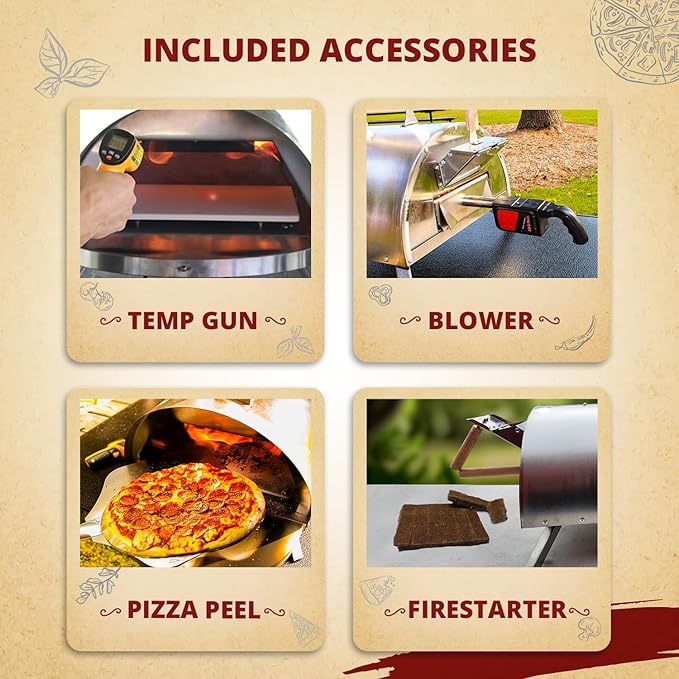 Outdoor Pellet Pizza Oven - Original Pellethead PoBoy Wood Fired Portable Grill with Peel, Blower, 13" Pizza Stone Accessories Kit